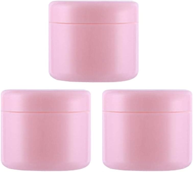 erioctry 5Oz (150g) Refillable Plastic Make-up Cosmetic Jars Empty Face Cream Eye Shadow Lip Balm Lotion Storage Container Pot Bottle Case Holder with Dome Lids (Pack of 3) (Pink)