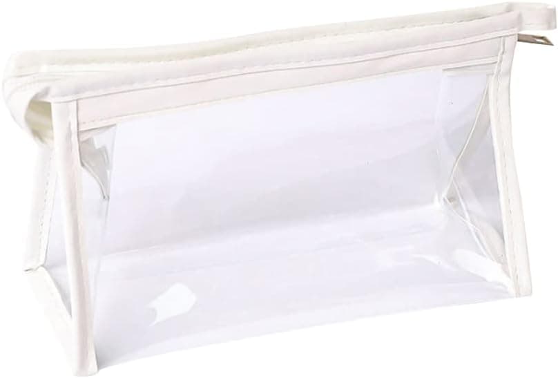 Funny live Clear Waterproof Pencil Pen Case Cosmetic Bag Organizer with Zipper, Transparent Japanese Triangle PVC Bag for Travel | Makeup Brush | Stationerys | Small Crafts (Clear-White)