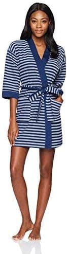 Amazon Brand - Mae Women's Stripe French Terry Kimono Robe