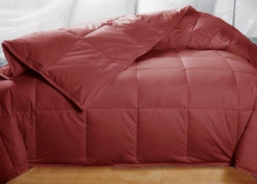 Cranberry Brick Red Colored Feather Down Comforter - King Size