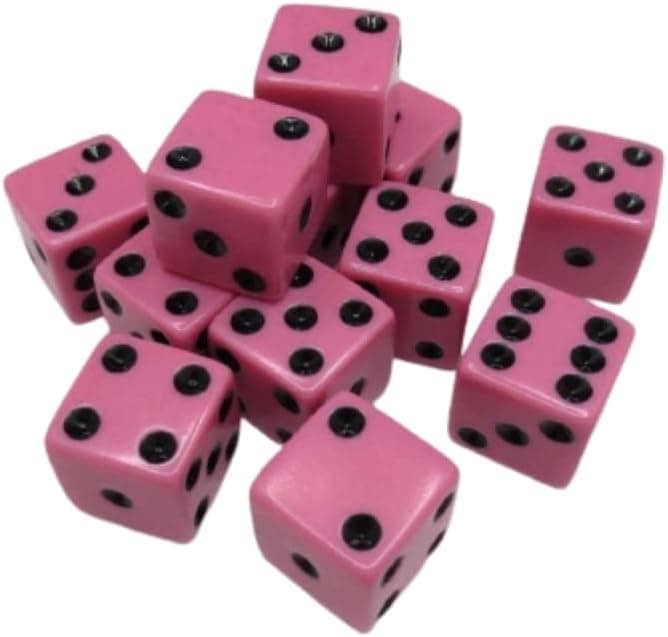 1 Dozen Pink Dice with Black Dots