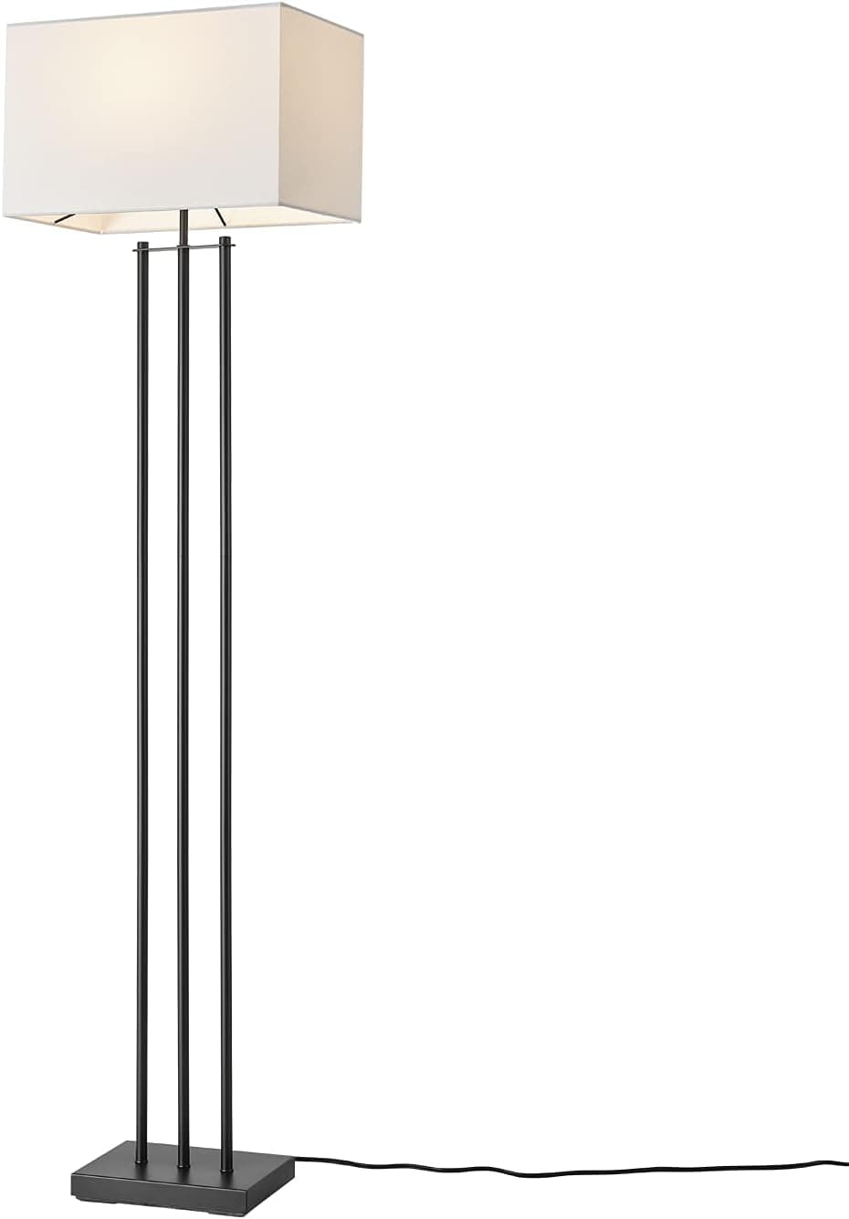 Globe Electric 67522 Ricci 62" Floor Lamp, Matte Black, White Fabric Shade, On Off Switch on Socket