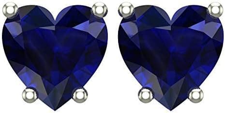 Belinda Jewelz Birthstone Earrings for Women Cubic Zirconia Gemstone Stud Earring Sterling Silver Classic Fine Heart Shape Earring Gems Solitaire Prong Jewellery Accessory Gifts Valentine Mother’s Day