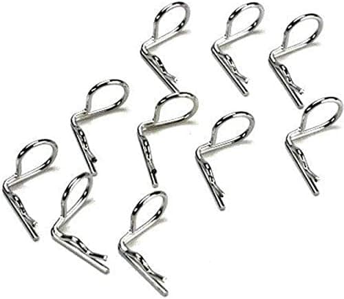 Hot Racing AC01B08 Silver bent Body Clips 17.5mm long 1mm wire (10)