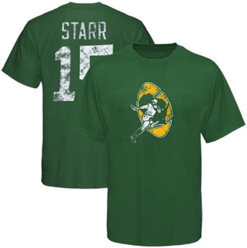 Bart Starr Green Bay Packers Green Vintage Name & Number Tee