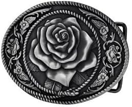 Silver Vintage Rose Belt Buckle Flower Girly Western Country Metal Unique