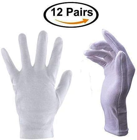 White Soft 100% Cotton Gloves 9.2" Large Size for Work/Lining (12 pairs)