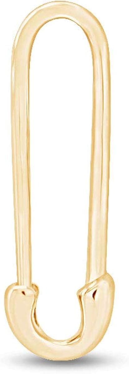 Wishrocks Plain Safety Pin SINGLE Earring for Women & Girls in 14k Gold Over 925 Sterling Silver Gift Jewelry for Her, Teen