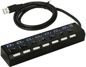 7-Port SuperSpeed USB 3.0 External Hub with ON/OFF Switch