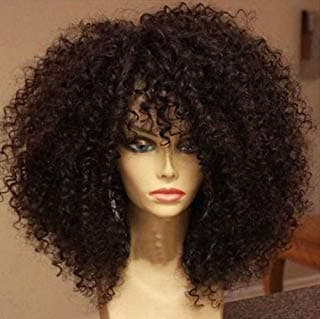 BlueSpace Synthetic Short Wigs for Black Women Curly Wave Afro Brown Heat Resistant Full Kinky Wig with Free Wig Cap