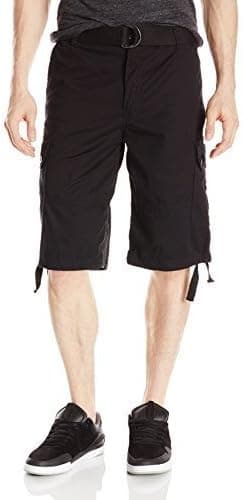 Southpole Men's Belted Shorts with Cargo Pockets in Basic Color and Twill Fabric