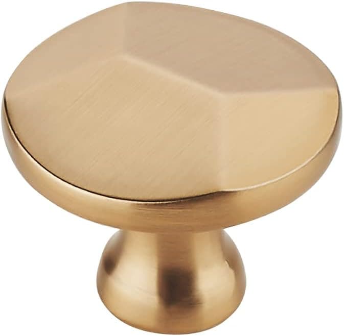 TUNNY 10 Pack Round Single Hole Cabinet Knob - Matte Champagne Brushed Solid Furniture Knob for Kitchen Cabinets Bedroom Dresser Furniture Hardware