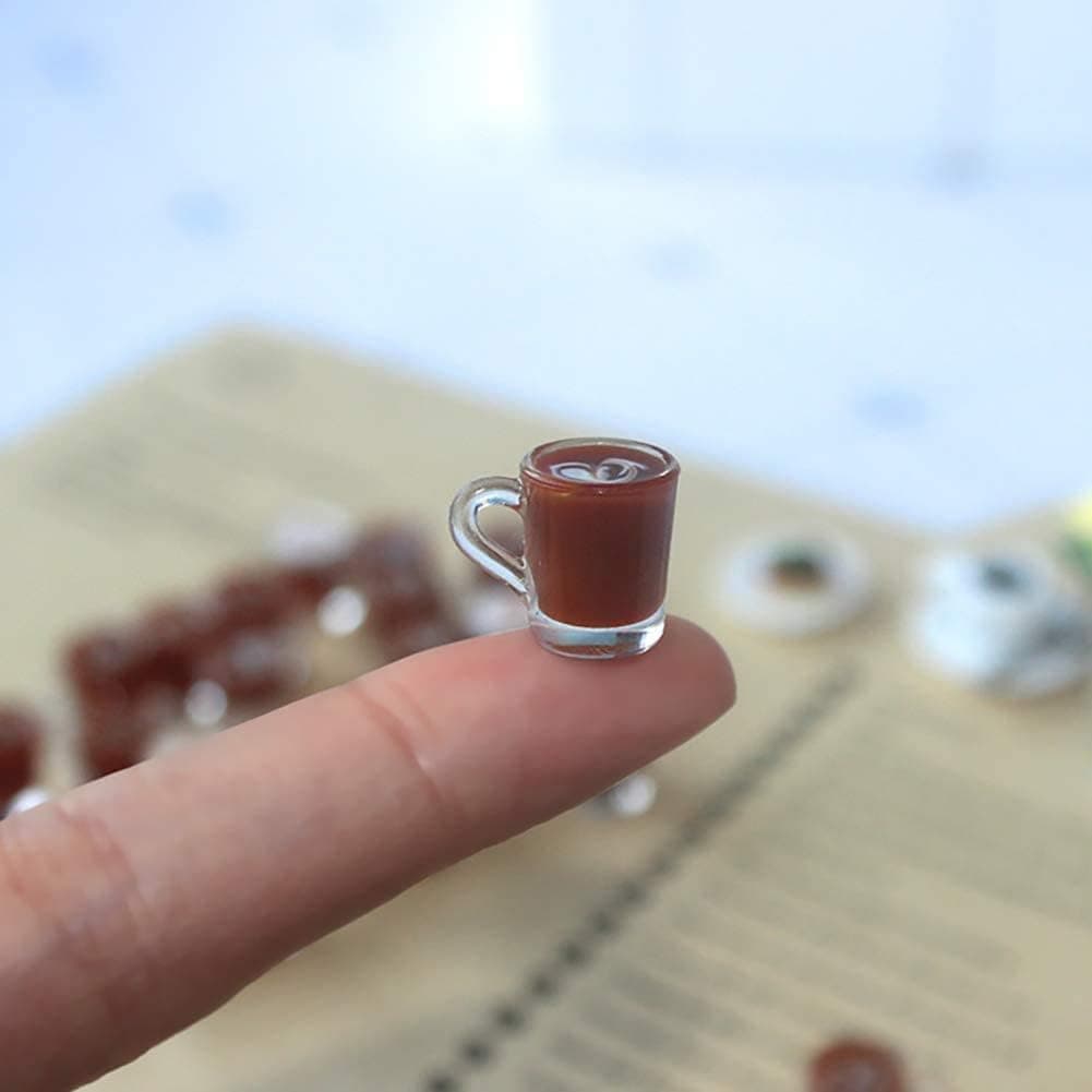 Miniature Coffee Cups Model Dollhouse Ornament Dollhouse Decoration Mini Decor Doll House Accessories Christmas Birthday Gifts for Boys Girls Women Friends