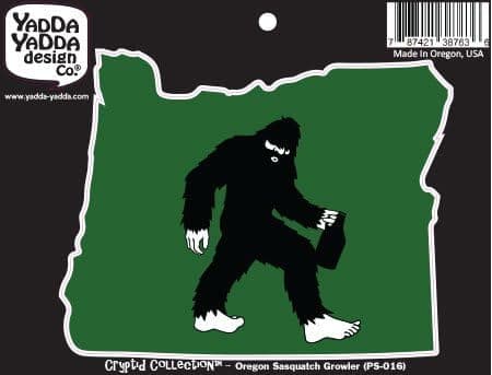 Yadda-Yadda Design Co. Oregon Sasquatch Beer Growler - Bigfoot Beer Lover - Oregon State - Peel and Stick Decal Sticker - Copyright © 2016 [5" w x 4" h]