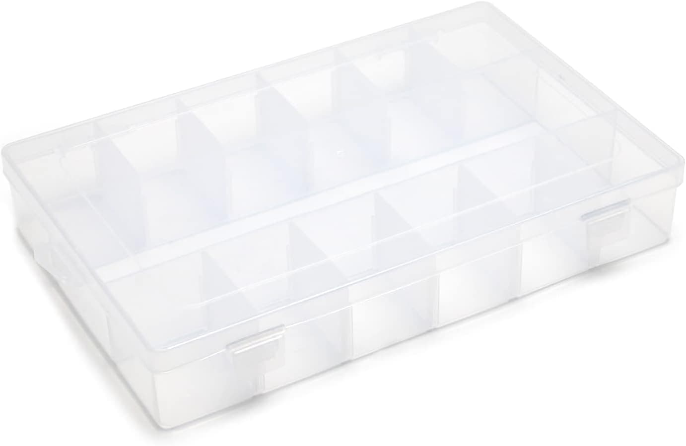 MroMax PP Component Storage Box 275x180x45mm Plastic Organizer Adjustable Container 13 Removable Grids Tool Boxes for Electronic Component Small Accessories Transparent Color 1Pcs