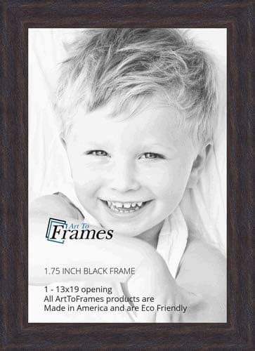 ArtToFrames 13x19 Inch Black Picture Frame, This 1.75" Custom Wood Poster Frame is Black - Distressed Wood, for Your Art or Photos, WOM82223-100-13x19