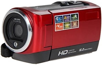 Fitiger High Definition 720P Digital Camcorder 2.7'' TFT LCD 270 Degree Rotation 16x Zoom Portable Digital Video Recorder-Red