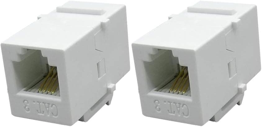 BUPLDET RJ11/RJ12 Keystone Phone Jack - CAT3 Female to Female Telephone Jack Coupler - White(2-Pack)