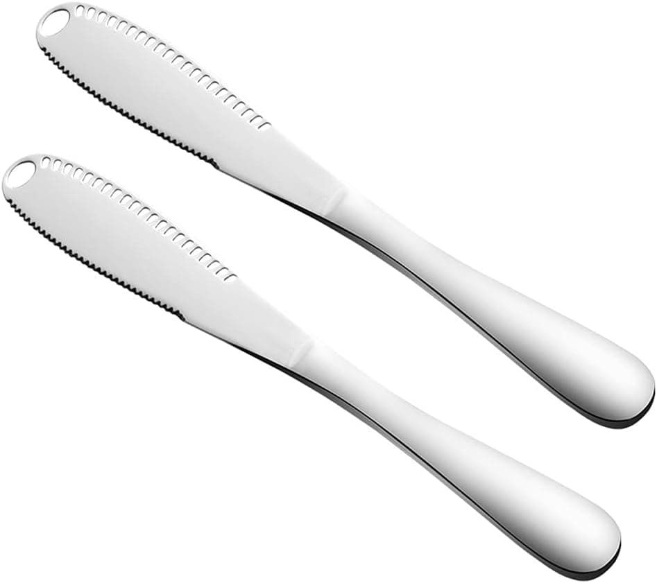 Butter knife, Stainless Steel Butter knife Spreader 2pcs Silver Butter Spreader Knife - 3 in 1 Kitchen Gadgets