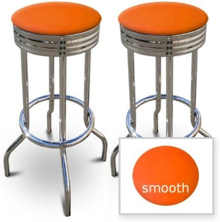 The Furniture Cove 2 Orange Vinyl 29'' Specialty Chrome Barstools Bar Stools