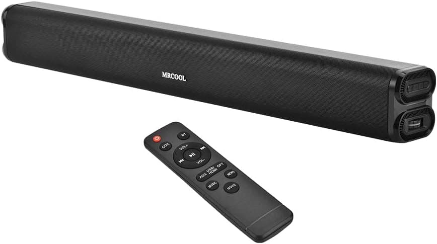 MRCOOL 2021 New Sound Bar, Bluetooth 5.0 Stereo, Sound Bars for tv, 24 inches, BT, AUX, RCA, USB and Optical Input (with 3.5mm Aux Cable, HDMI Cable, Fiber Optic Cable and RCA Cable)