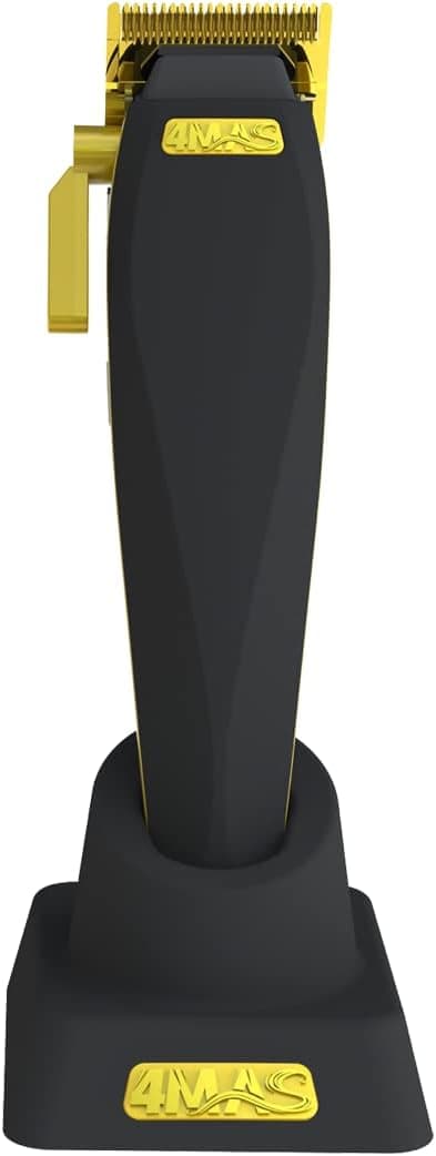 4MAS Simba Clipper - Professional Hair & Beard Fading Adjustable Cordless Lithium-Ion Clipper with 8 Comb Attachments (Black & Gold)