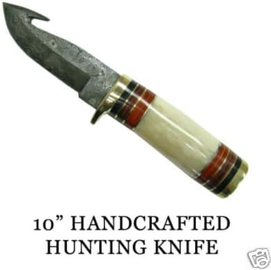 Ultimate Bone Collector Series Hand-Made Damascus Gut-Hook Blade Hunting Knife