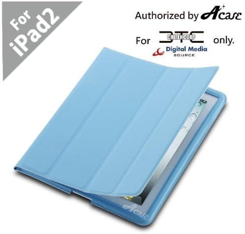 Acase(TM) EZ-Carry Polyurethane Case (ULTRA SLIM) Folio Stand for Apple iPad 2 2nd Generation WiFi / 3G Model 16GB, 32GB, 64GB NEWEST MODEL (Sky Blue)