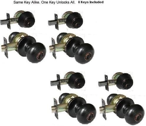 Olympia 4 Keyed Entry Knobs 6081ORB+ 4 Deadbolts Combo Lock Pack Dark Oil Rubbed Bronze