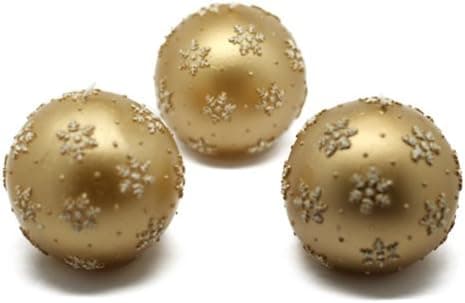 3" Snowflake Gold Ball Candle (6pc/Box)