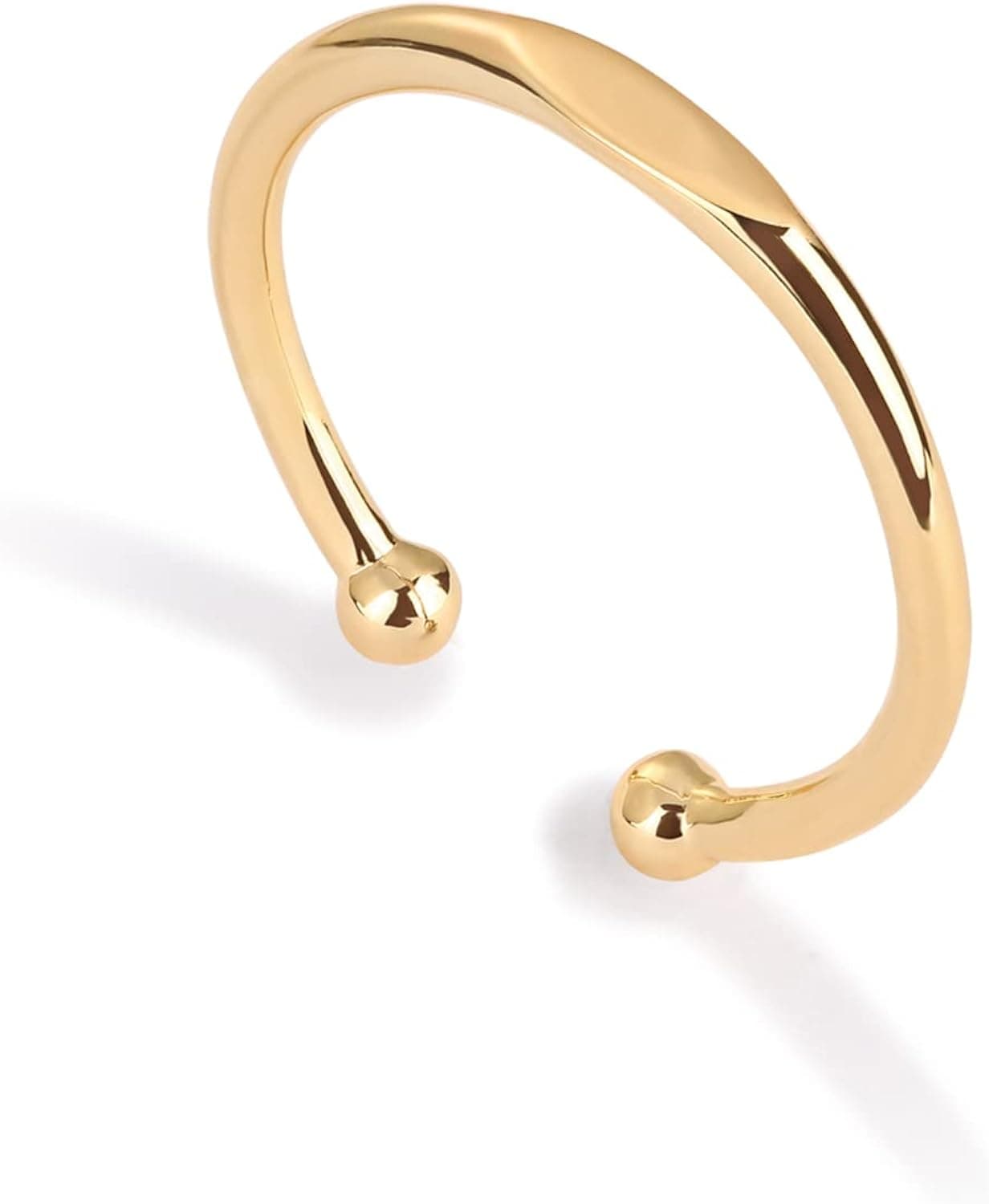 PAVOI Personalized 14K Gold Plated Twist Engraveable Stacking Ring | Letter Ring | Personalized Jewelry (Yellow Plated)