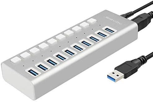 ACASIS Powered USB Hub USB 3.0 Data Hub with Individual On/Off Switches Power Adapter USB Hub 3.0 Splitter for Laptop, PC, Computer, Mobile HDD, Flash Drive and More (7 Ports)