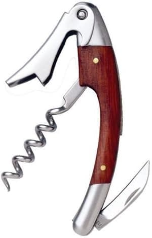 Curved Stainless Corkscrew With Burgundy Color Wood Inset by Franmara