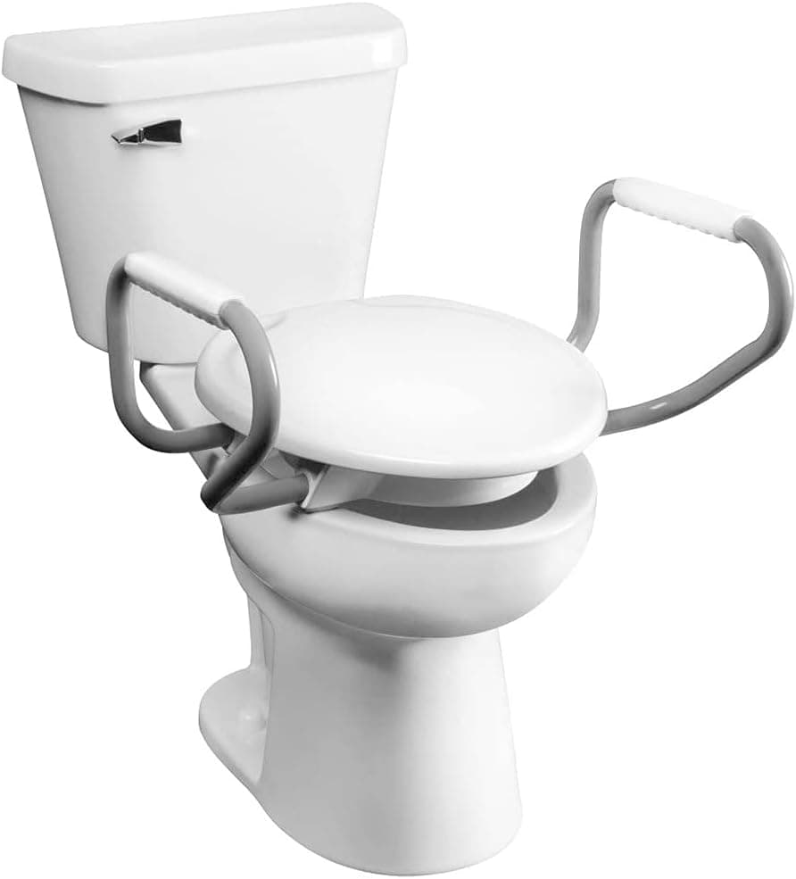 BEMIS 7YR85320ARM Clean Shield 3" Elevated Toilet seat with Support Arms, ROUND, White
