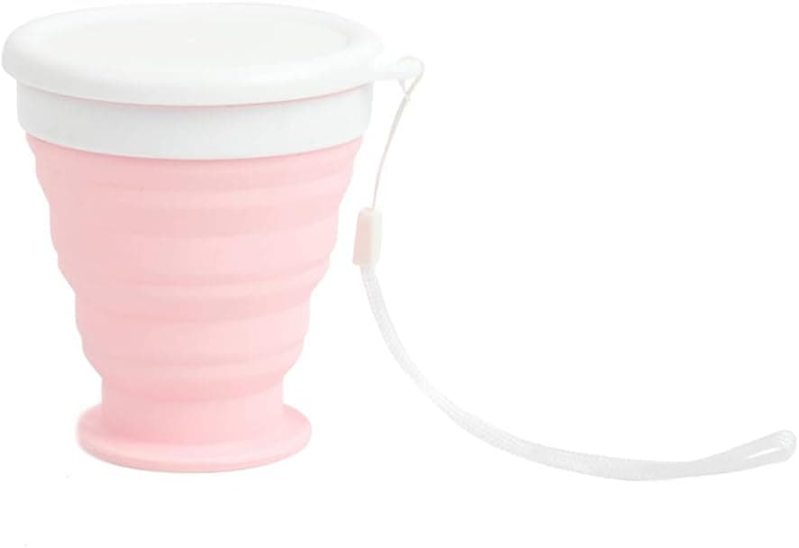 Stouge Collapsible Cups for Travel Camping, Water Coffee Tea Mug, Reusable Silicone Drinking Cup (Pink, 200ml(6.76oz))