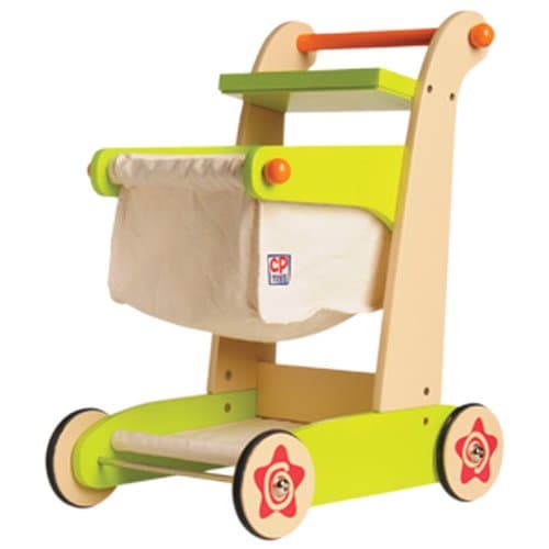 Constructive Playthings Wooden Monaco Play Shopping Cart Set with Calculator