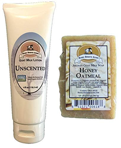 Honey Sweetie Acres Goat Milk Soap and Lotion Duo - Handcrafted, Artisan - You'll be astonished at how wonderful your skin can feel! (Unscented)
