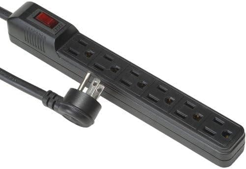 Parts Express 6 Outlet Slim Strip 3 ft. Cord and Circuit Breaker/Switch UL - Black