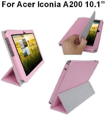 HappyZone PU Leather Case with Build in Stand For 10.1" Acer Iconia A200 and A210 Tablet, Pink