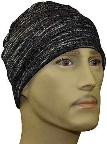 Black Gray Men's Ultra Soft, Super Stretchy, Lightweight All Season Chemotherapy Hat Chemo Cap Quality Sleep Cap for Male Cancer Patients Large