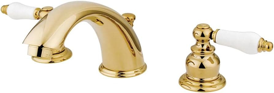 Kingston Brass KB972B Victorian Widespread Bathroom Faucet, 8-Inch Adjustable Center, Polished Brass