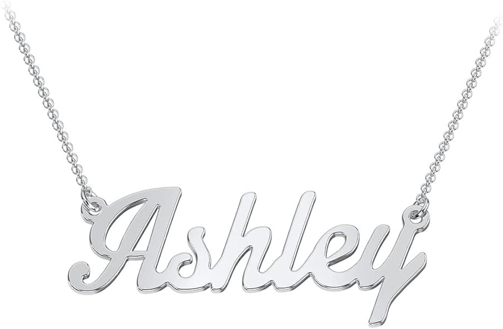 TSD 10K White Gold Personalized Name Necklace with a 18" Chain in Glamorous Font by JEWLR*