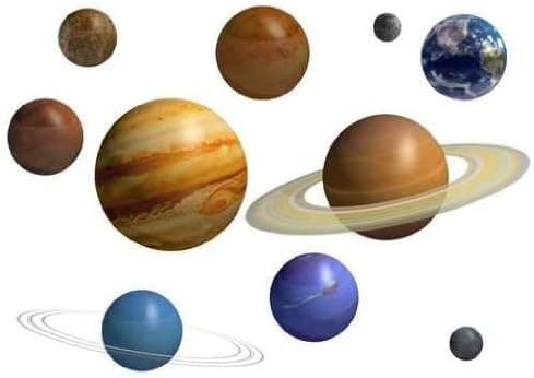 Wallmonkeys Solar System Planets Wall Decal Sticker Set Individual Peel and Stick Graphics on a (36 in W x 27 in H) Sticker Sheet WM92363