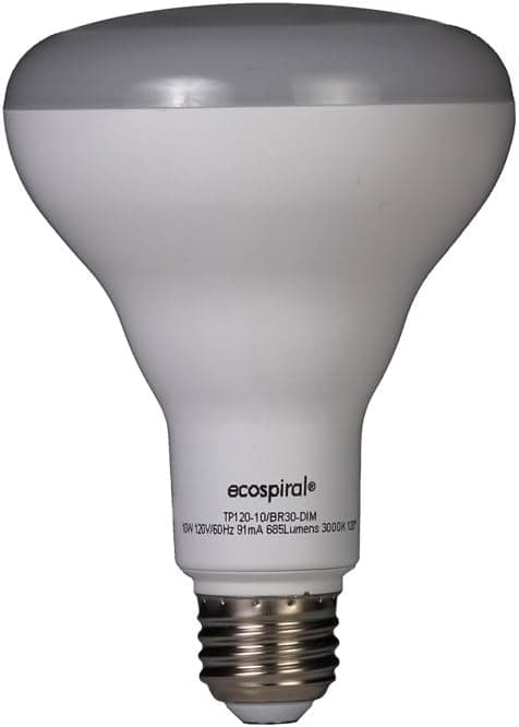 Ecospiral LED TP120-10/BR30/DIM 10 watt (65 watt equivalent) 685 lumens Dimmable LED Floodlight, warm white