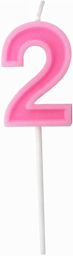 2.76'' Large Extended XXL Multi-Color Happy Birthday Long Numbers Candles Cake Topper Decoration for Adults/Kids Party Wedding (Pink 2)