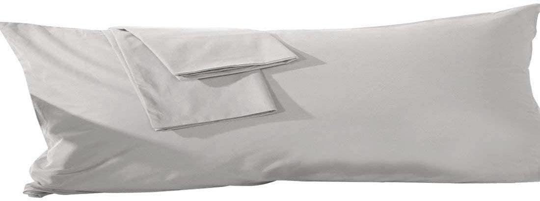 Body Pillow Cover 21x54 Body Pillow Case 100% Soft Egyptian Cotton Hotel Quality 1-Pieces Silver Grey Body Pillow Cover Premium 600 Thread Count Body Pillowcase Envelope Closure - 21 x 54, Silver Grey