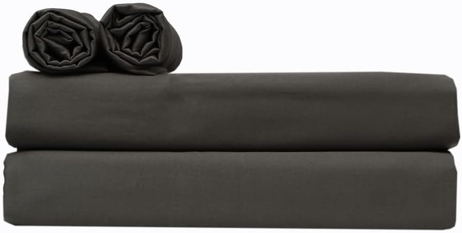 Saaz Linen 4 Piece Sheets Set 100% Egyptian Cotton 1000 Thread Count 16 inch Deep Pocket Soft Solid Luxury Hotel Bedding Collection - Flat Bedsheet, Fitted Sheet & 2 Pillowcases (Queen, Dark Grey)…