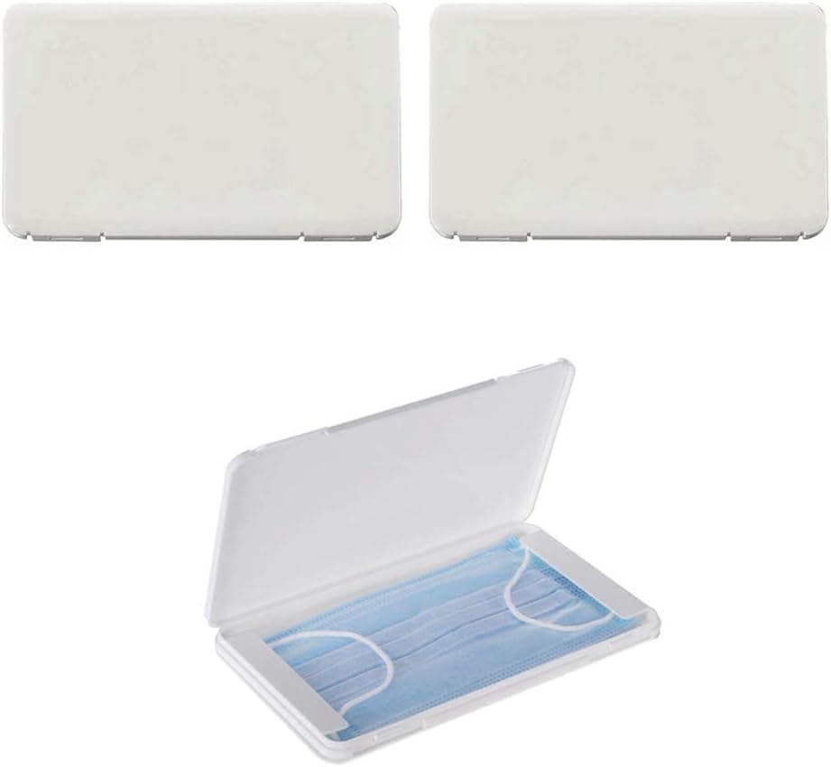 Kangwell Portable Mask Hard Case 2-Pack | Rectangle, Can Place 3-5 Backeup Mask,Prevent the Pollution, Dustproof storage, Lightweight, Plastic Mask Container. (WHITE)