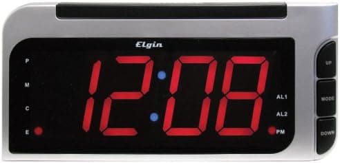 Elgin LED Alarm Clock DST CHIP Blue RED