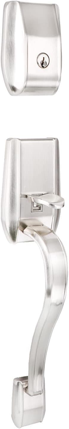 Cielsa Dawn Single Cylinder Front Door Handle Sets with Cove Knobs - Door Locks with Keys Door Lever - Satin Nickel